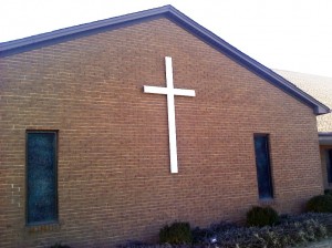 Cross on the wall of the sanctuary